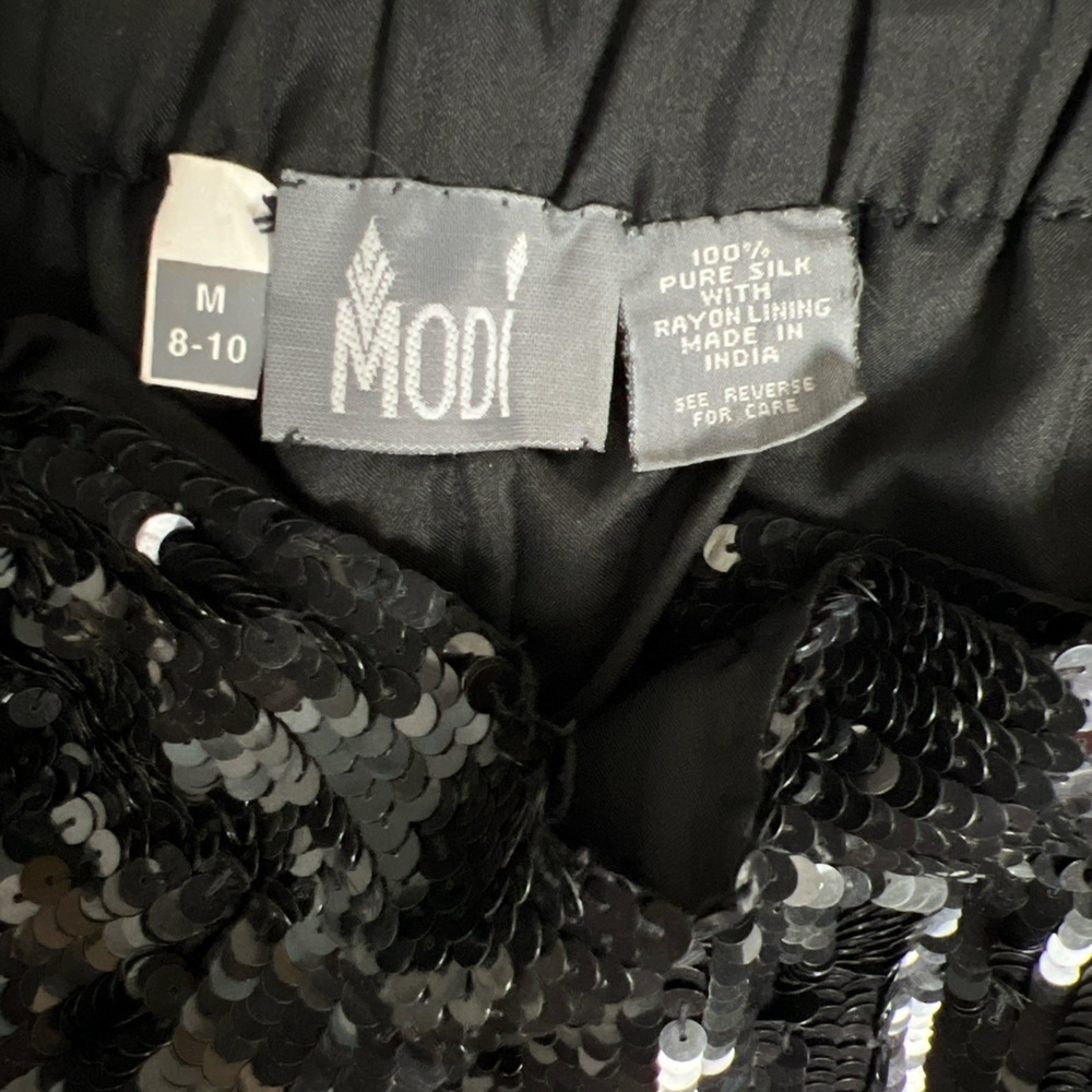 Modi Vintage Fully Sequined & Beaded Funky Festival Disco Silk Vest & Short Set - Picture 9 of 13
